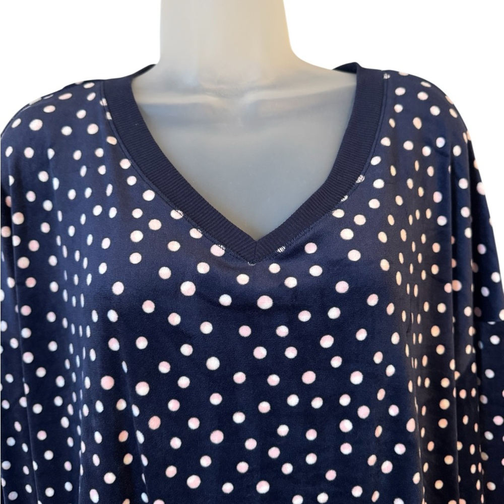 Nautica Women's Velour Navy Polka Dot Top   PLUS: 2X   #3 - Picture 2 of 9